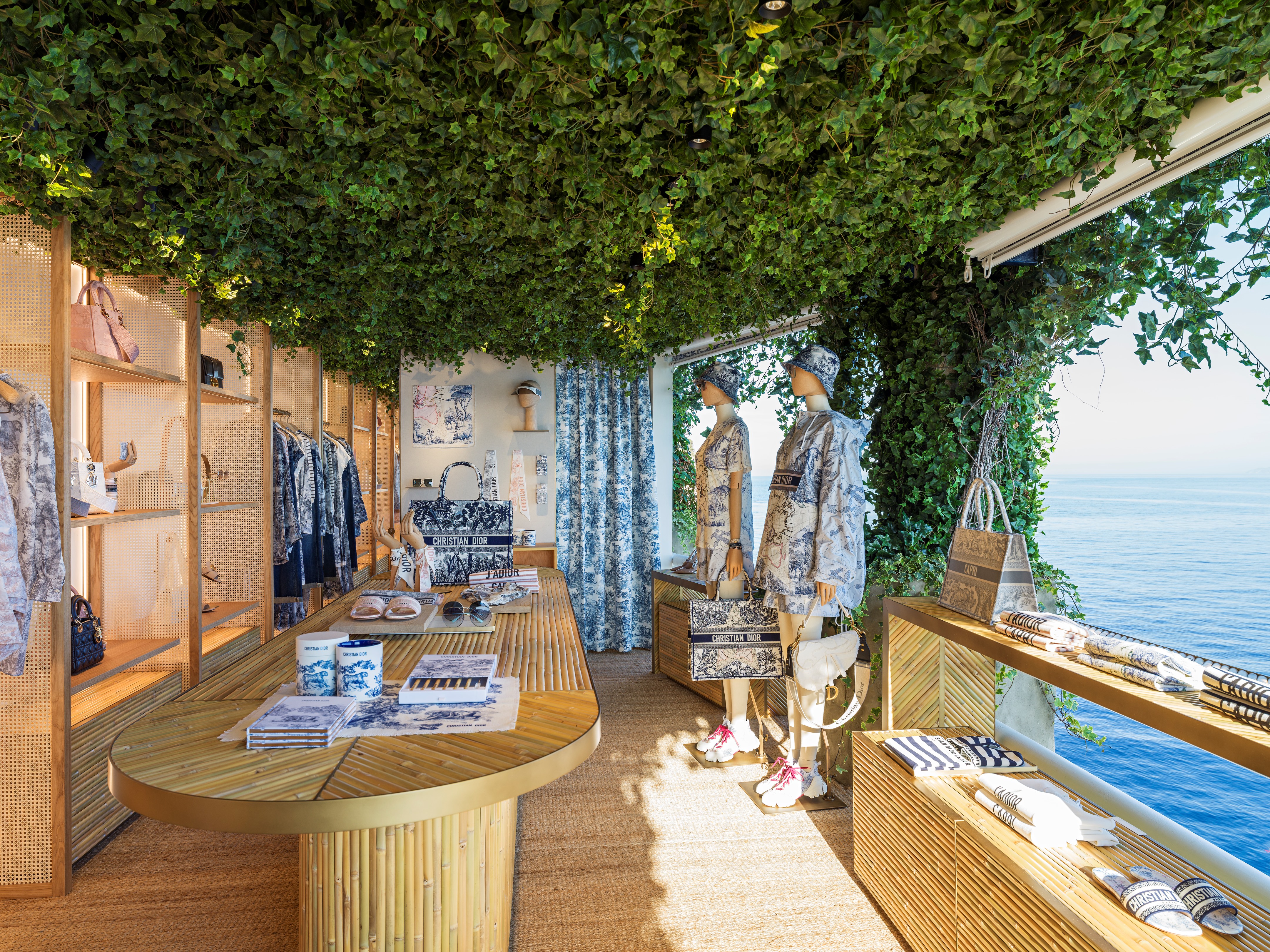 new dior pop up store by thirtyone in capri overlooks mediterranean sea