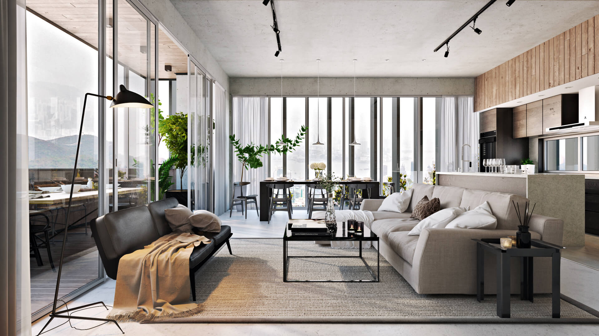 Smart Interior Design Rendering Kitchen Living And Dining Room