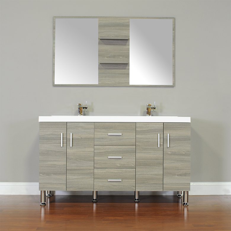 Alya Bath AT8043G 56"Double Modern Bathroom Vanity Gray Vanity For Less Miami