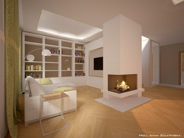 living room with kitchen
