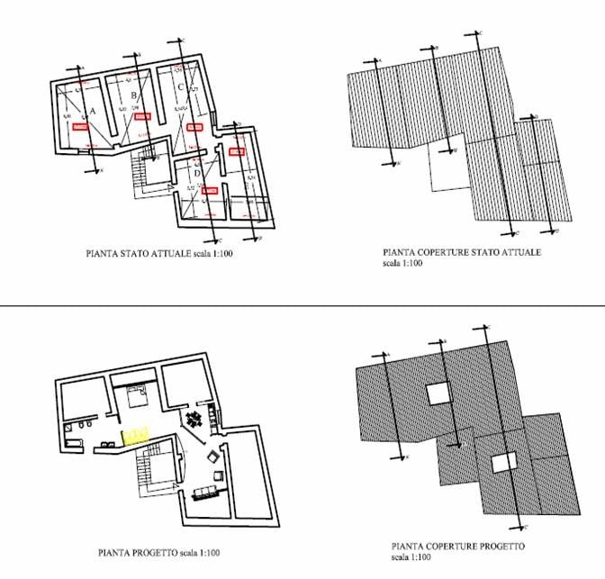 •	Progetto di trasformazione di un sottotetto in abitazione sito in Sassari in Via Rosello