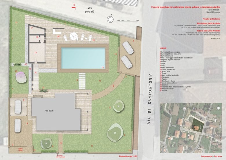 Progetto ristrutturazione villa, realizzazione palestra, piscina e sistemazione del giardino