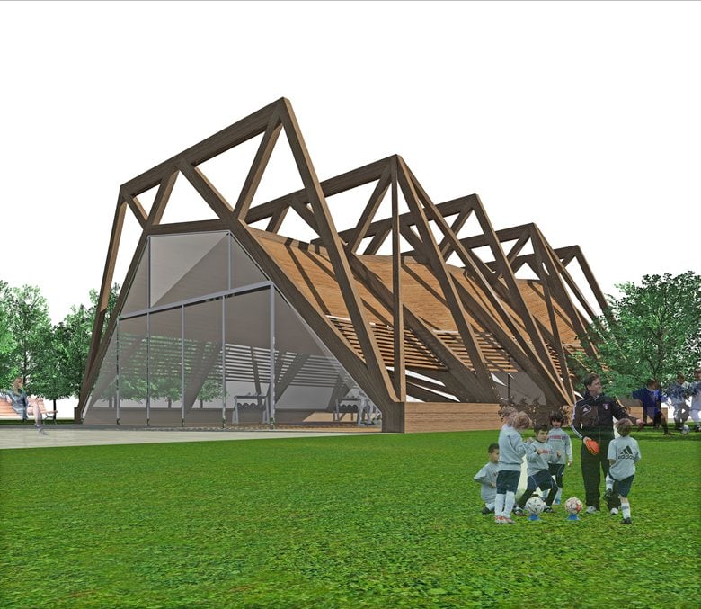 Progetto di una copertura in legno per edificio adibito a palestra