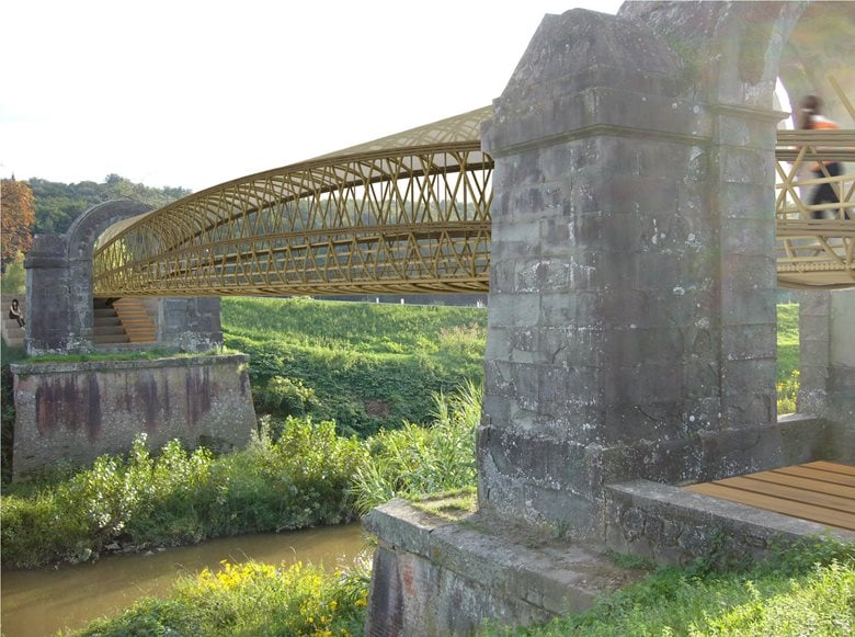 Un ponte di bambù: ponte ciclo pedonale nella sede del "ponte Leopoldo II" 
