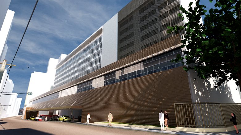 Hospital facade rendering
