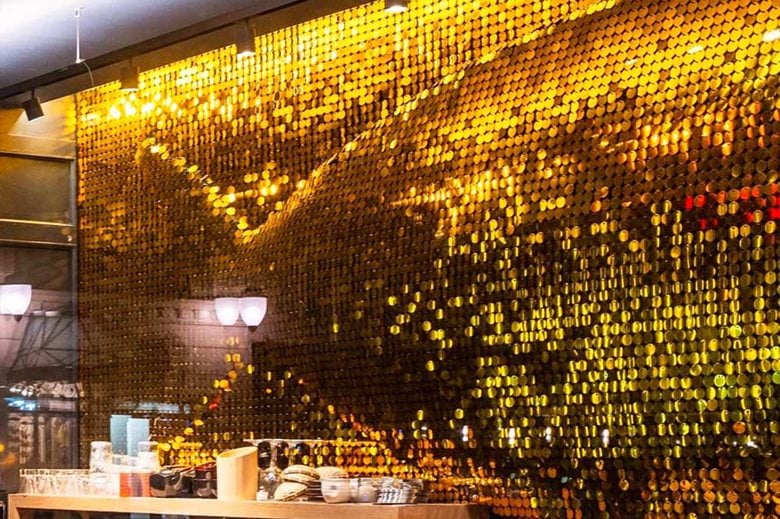 Shimmer wall project for Sushi Restaurant Tokugawa in New York