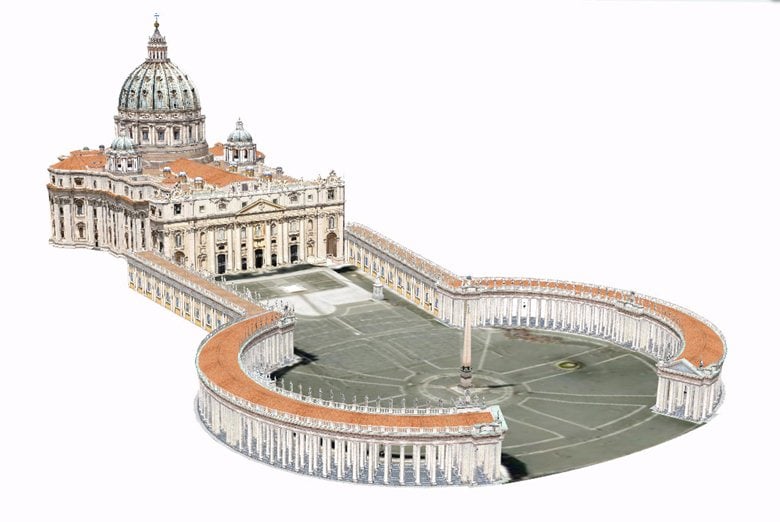 Saint Peter's Basilica and Bernini's Colonnade in 3D,Campod...