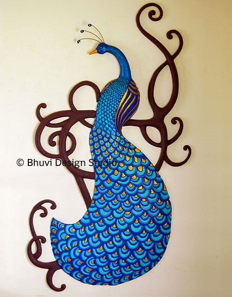 Handcrafted Peacock Mural