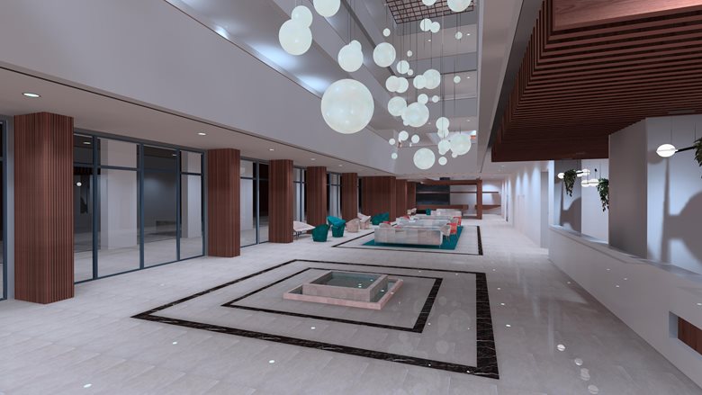 Hotel/Holiday center, Lobby lighting design.