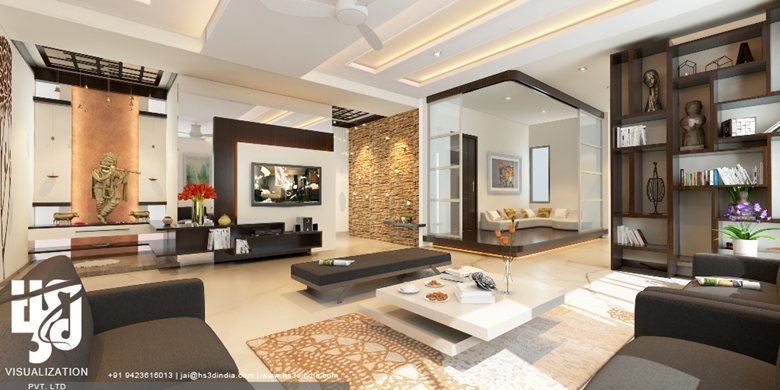 RESIDENTIAL INTERIOR RENDERING BY HS 3D INDIA 