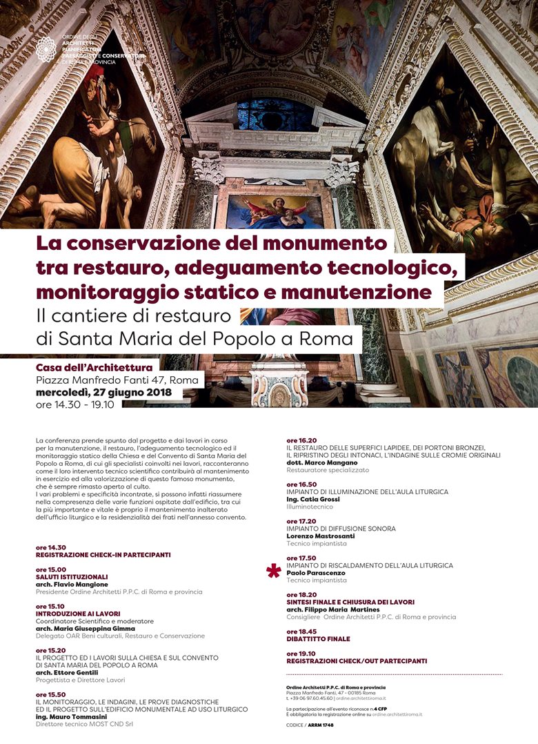 CONFERENZA: La conservazione del monumento tra restauro, adeguamento tecnologico, monitoraggio statico e Manutenzione