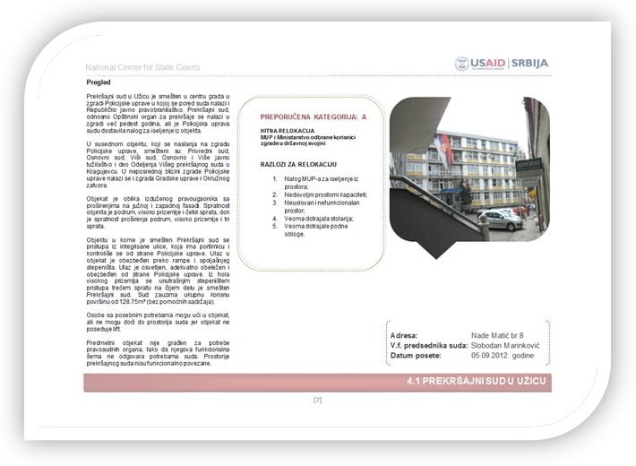 ASSESSMENT OF THE BUILDINGS OF THE MISDEMEANOR COURTS IN THE TERRITORY OF THE REPUBLIC OF SERBIA 