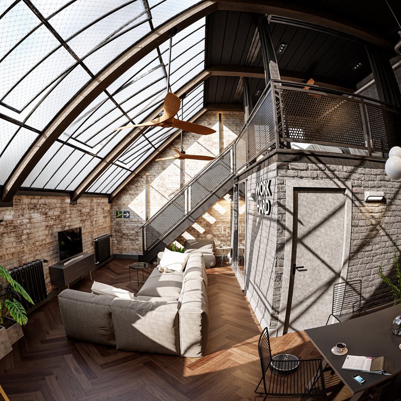 Industrial loft interior design
