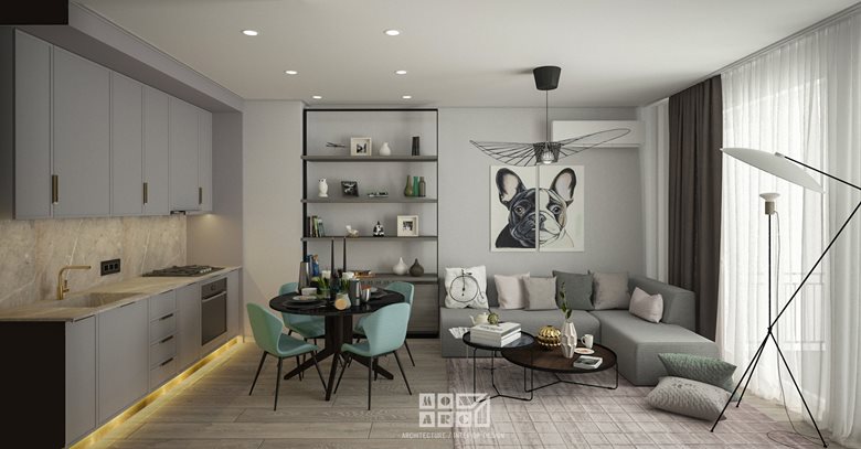 Interior Design of 45 m2 apartment by Nick Banetishvili