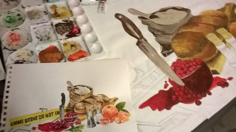 Food Paintings for Mystery Book Covers