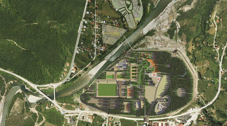 1st place on competition; Sports and recreation zone on the site of a former mine tailings pond in Mojkovac 