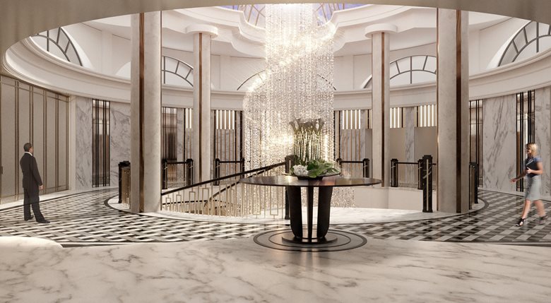 Custom conceptual visualizations of ground floor of Moscow Marriott Tverskaya Hotel | Darya Girina