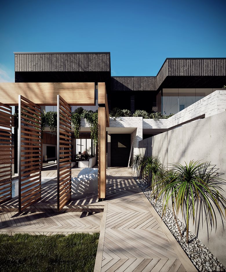3d renderings of an Australian duplex house