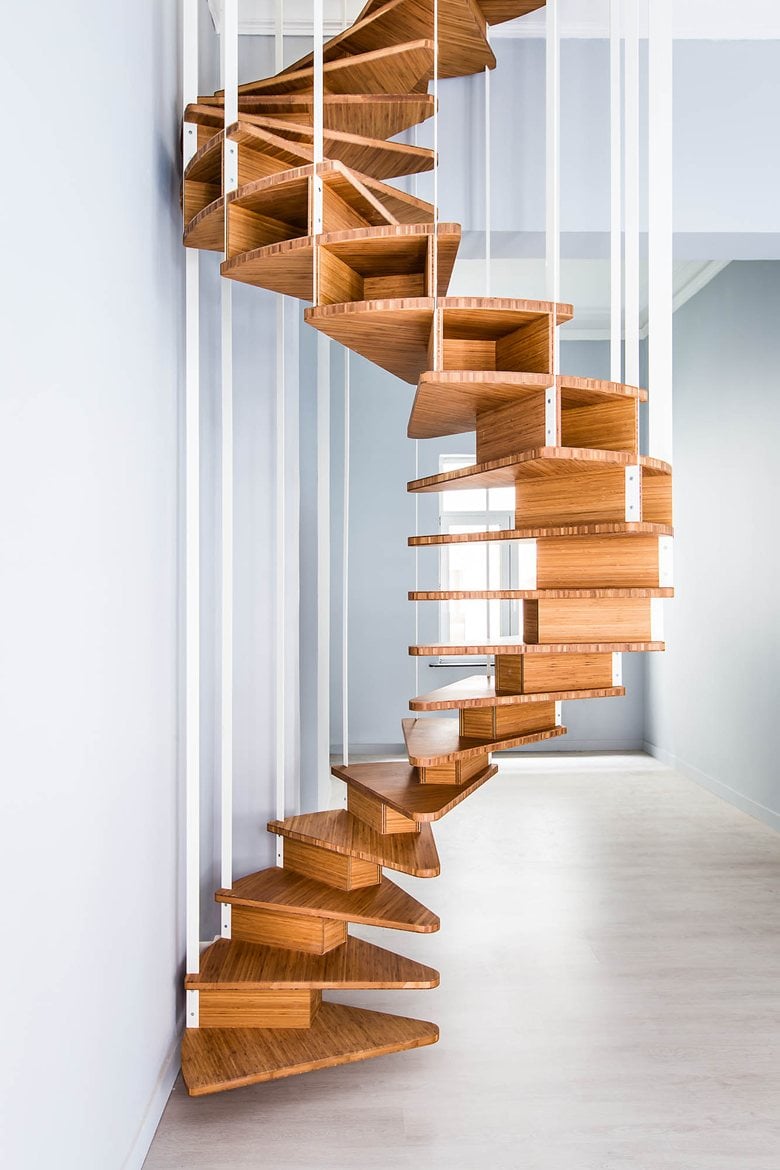 Olmo spiral staircase in appartment renovation