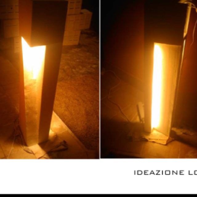 lampada in cemento in autoproduzione 