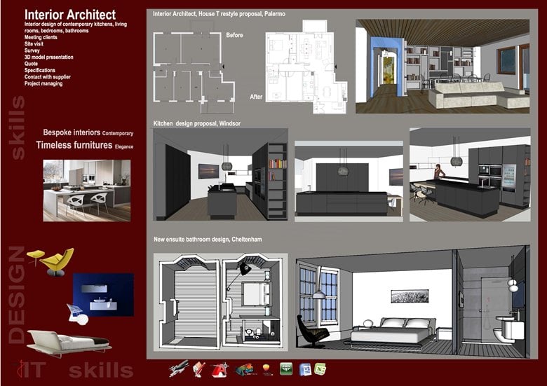 House T, Palermo; Kitchen design proposal, Windsor; Ensuite bathroom, Cheltenham