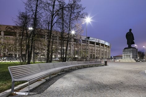 A kilometer and half long line of benches