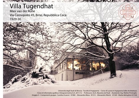 Studio e restituzione grafica di Casa Tugendhat by Mies Van der Rohe