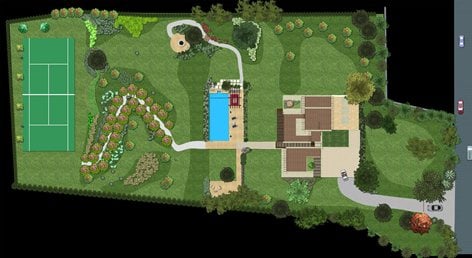 Progettazione paesaggistica del parco  di una villa moderna nelle campagne marchigiane