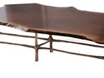 American Walnut live edge slab table with cast bronze legs