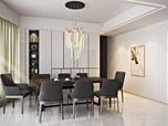 Project Renderings for a Refined Living and Dining Room Design