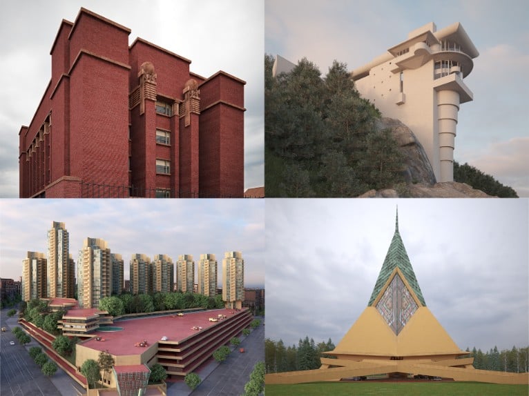 These 3D Renderings Bring Wright's Unbuilt Masterpieces to Life